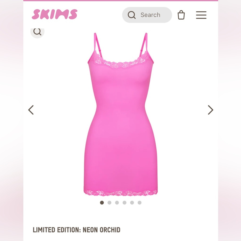 SKIMS NWT Fits Everybody Lace Slip Dress in LIMITED EDITION Neon Orchid